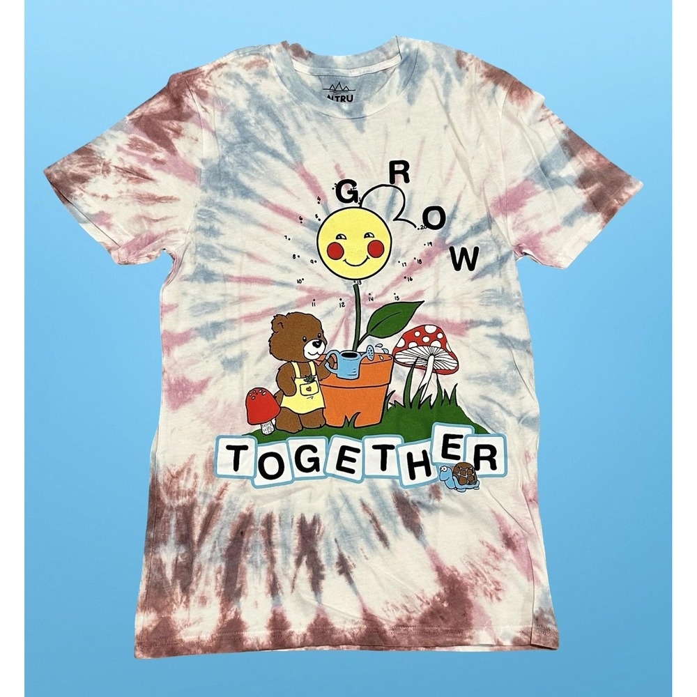 Altru Shirt Mens Small Tie Dye Grow Together Bear Sun Mushroom Graphic Fun